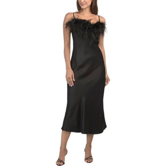 SLEEPER Boheme Maxi Slip Dress With Feathers - Picture 1 of 2
